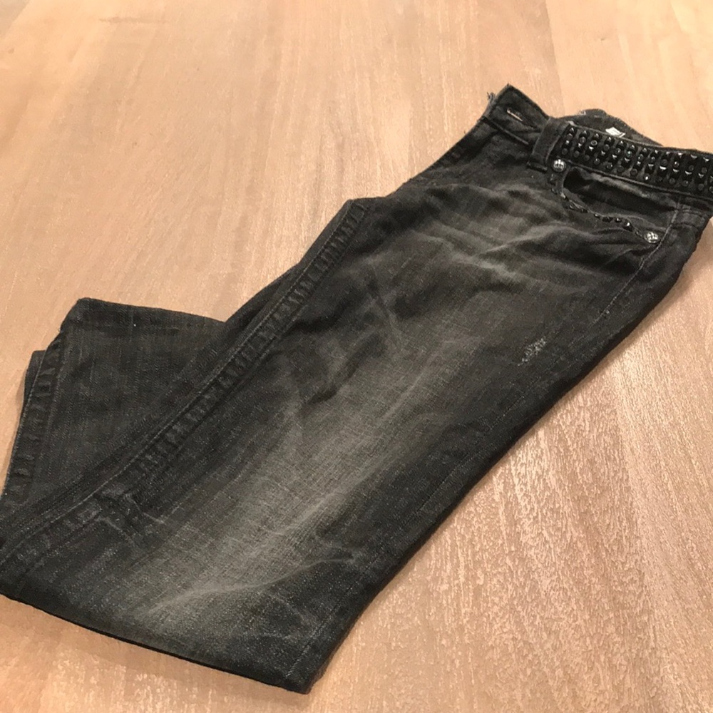 Size 29 rhinestone waistband black jeans